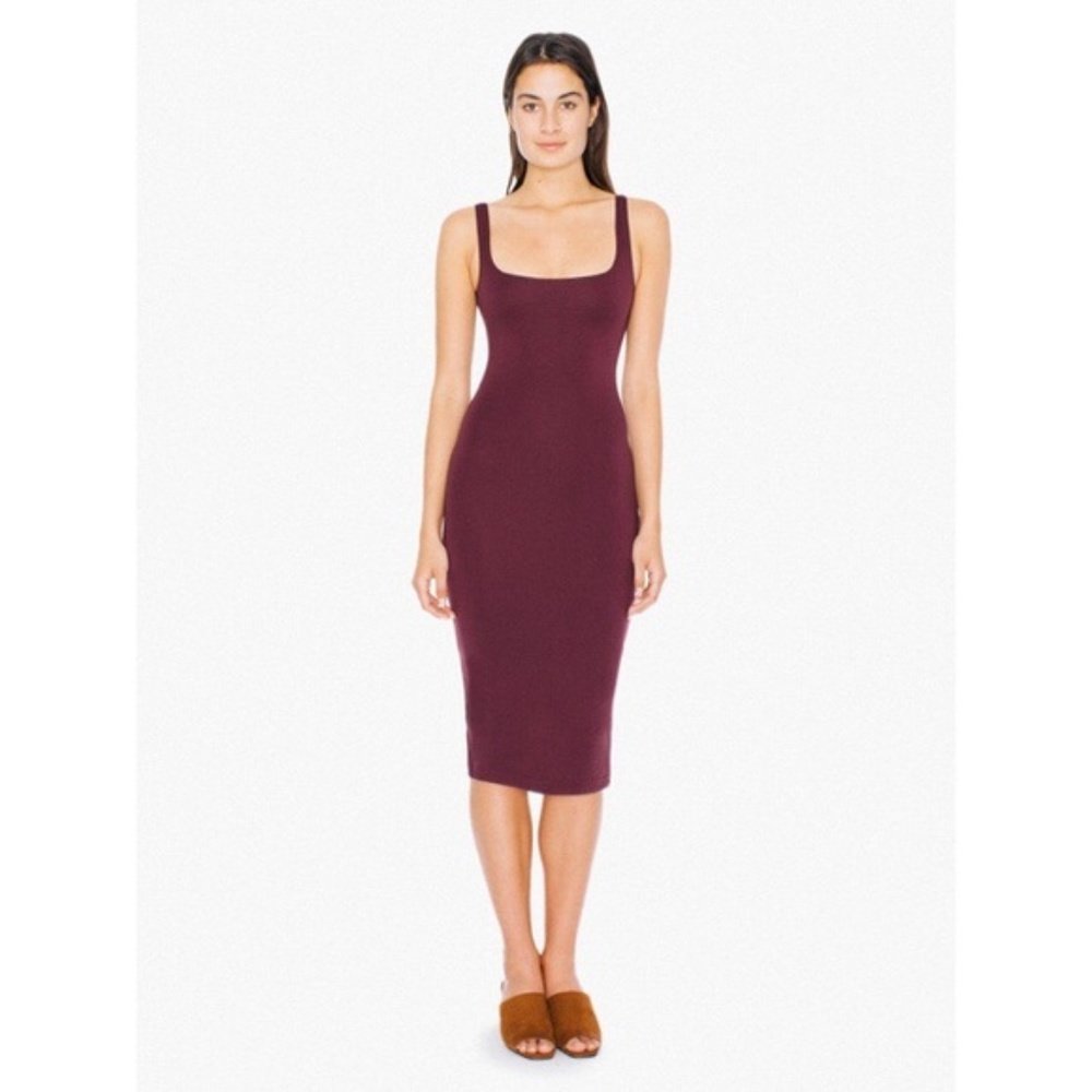 American Apparel Ponte Tank Dress in Color Maroon